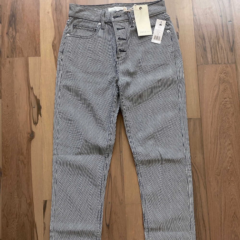 Joie Striped Navy & White high waisted jeans